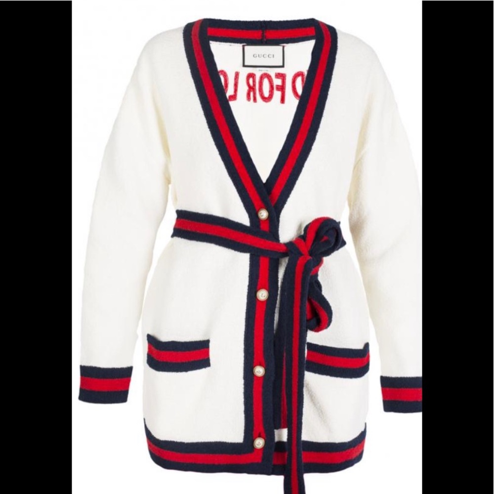 GUCCI BLIND FOR LOVE BUTTONED CARDIGAN SZ M